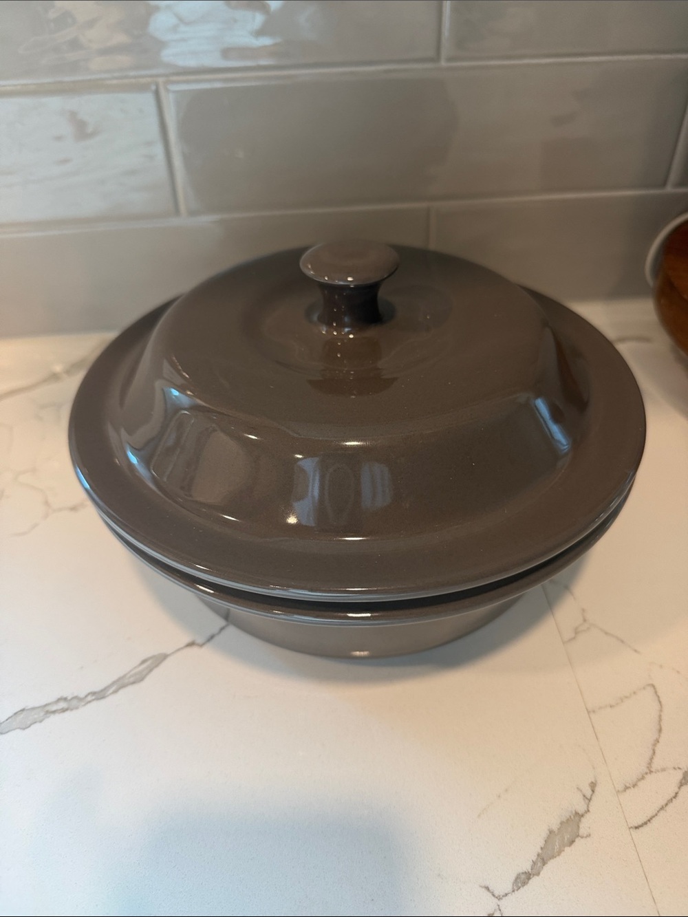 Pampered Chef Brown Covered Casserole with Lid
